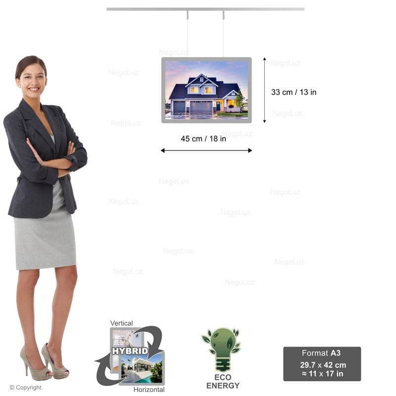 Online Store - NegoLuz Malta Porte Affiche Suspendu Vitrine Led A3h 1r1c